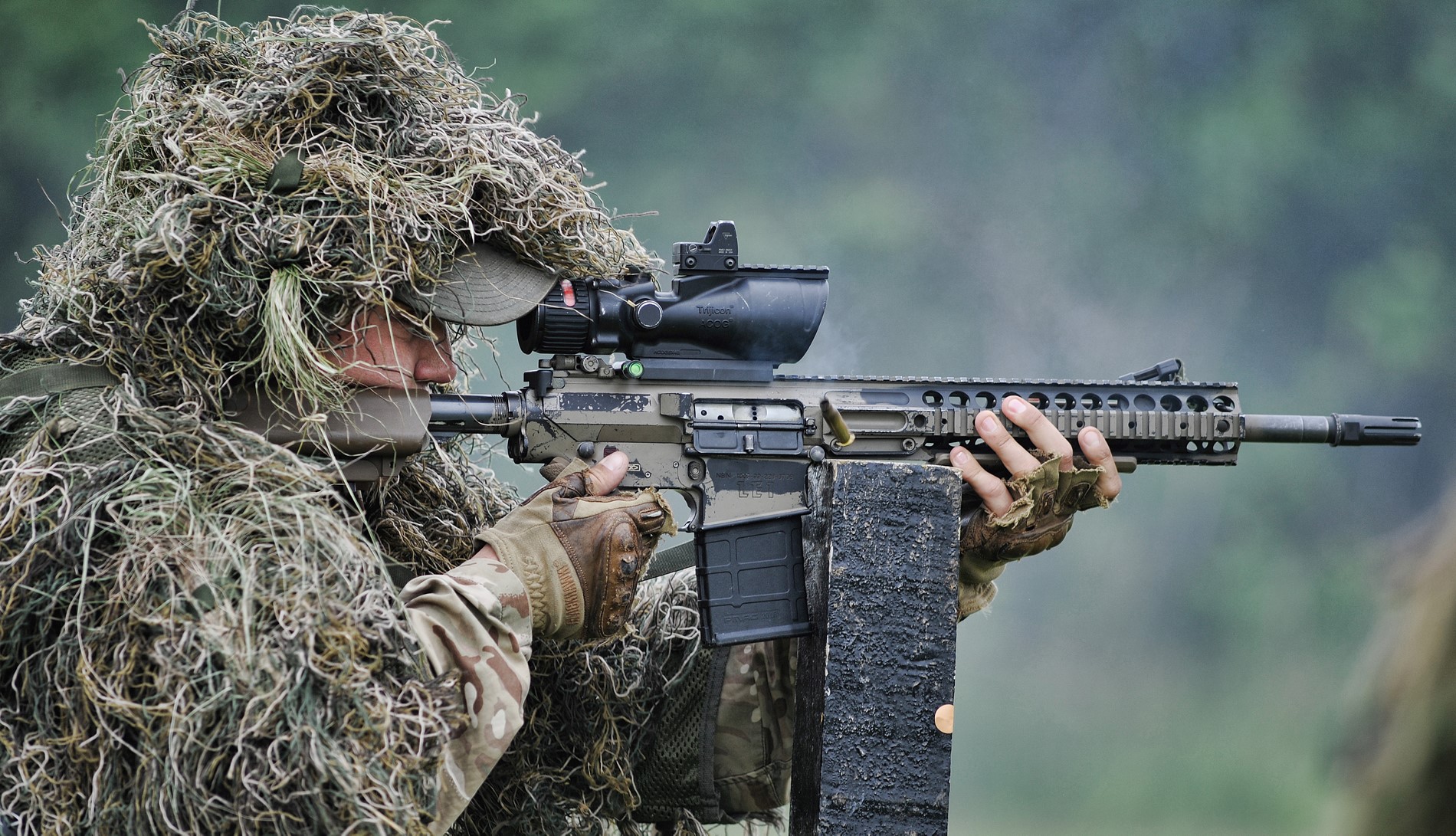 British Soldier With The L129a1 Designated Marksman Rifle Dmr Taking European Security Defence