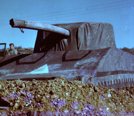A dummy Sherman tank, of the type used by FUSAG. [US National Archives]