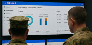 Soldiers in front of a Drone MGT Screen (Graphic: AI-generated (ChatGPT) )