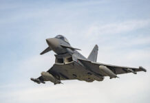 A German Air Force Eurofighter Typhoon flies through the sky during the Exercise BAANA 2024, Ranua, Finland, on 4 September 2024. [US Army/Sgt Scyrrus Corregidor]