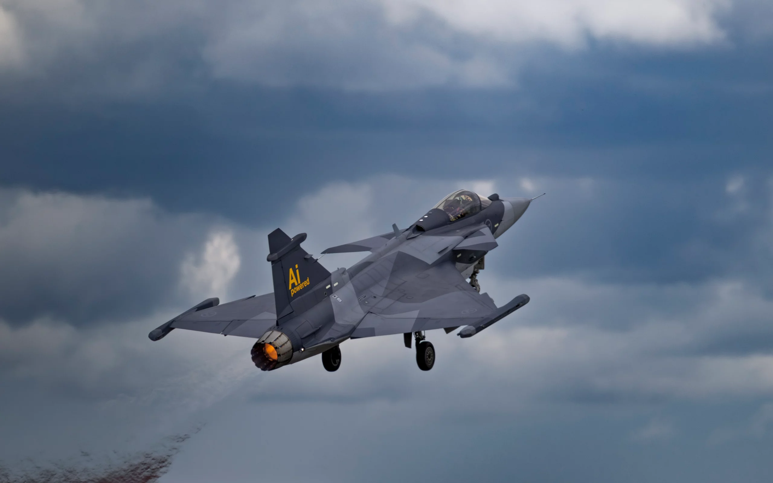 Gripen E flying with AI (Saab)
