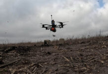 A typical RF controlled FPV drone, shown during take-off. These little platforms have already reshaped the battlefield significantly, but in many ways have not yet reached their full potential.  [Armyinform]