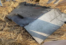 This photo showing a piece of the wreckage of an Indian Rafale, serial number ‘BS 001’, showed up on social media shortly after the IAF’s night operations of 6/7 May 2025. [Vigorous Falcon X Account]
