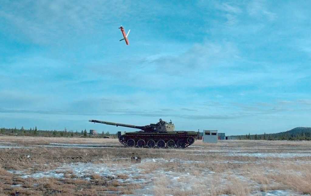 A SPEAR 3 test missile strikes its target during the first live fire test on 17 November 2024. [Crown Copyright 2024]