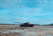A SPEAR 3 test missile strikes its target during the first live fire test on 17 November 2024. [Crown Copyright 2024]