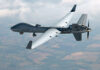 An MQ-9B SkyGuardian flying above the UK during the RAF100 event. The UAV is known as the Protector RG Mk 1 in UK service. [GA-ASI]