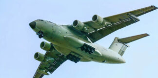 The Xi’an Aircraft Industrial Corporation (XAC) Y-20 entered service with the Chinese military in 2016; the aircraft can be considered the Chinese equivalent of the Boeing C-17. A tanker variant is available, while the Y-20 also provides the basis for the new KJ-3000 AEW&C platform. [Cute Orca Weibo Account]