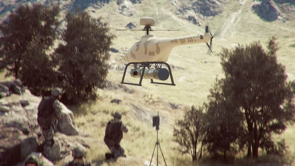 The Golden Eagle rotary strike UAV mounting a Rafael Spike family missile. [Steadicopter]