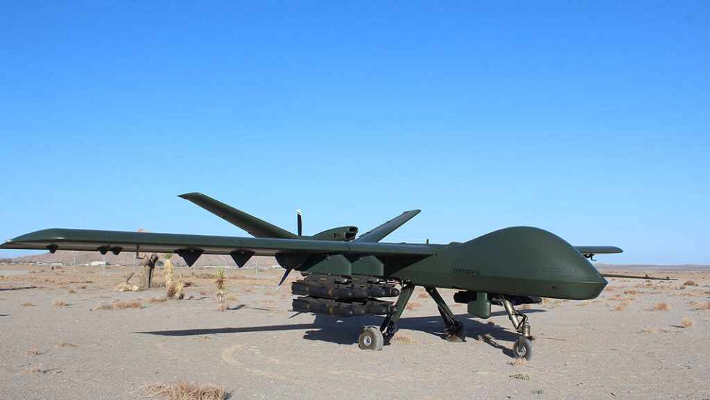 The Gray Eagle STOL strike UAV can carry a payload of 16 Hellfire missiles. [GA-ASI]