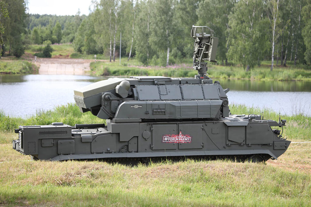 Russia operates a diverse array of air defence systems, providing coverage against a variety of threat types. The 9A331M transporter, launcher, and radar (TLAR) shown here is part of the Tor-M2 system, optimised for short-range air defence (SHORAD) against air-breathing threats, along with and the C-RAM/C-PGM roles. [RecoMonkey]