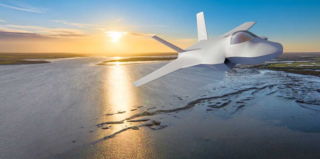 BAE Systems issued this CGI render of the demonstrator aircraft on 16 July 2025. It remains the only image showing the whole aircraft. [BAE Systems]