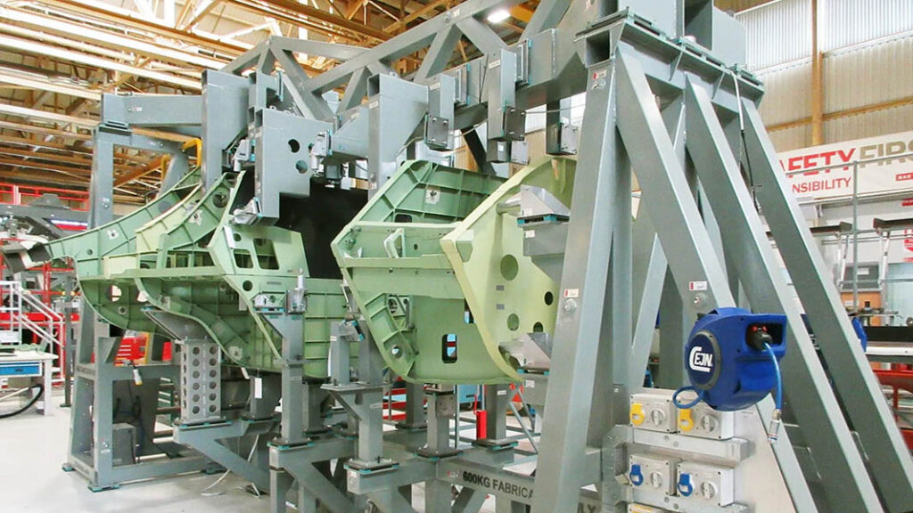 This image of the forward fuselage of the Combat Air Flying Demonstrator ‘in build’ was taken in the early summer of 2024. [BAE Systems]