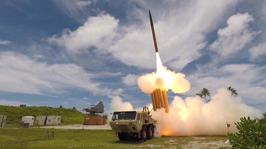 A THAAD interceptor is launched from the Reagan Test Site, Kwajalein Atoll in the Republic of the Marshall Islands, during Flight Test THAAD-23, on 30 August 2019. (MDA)
