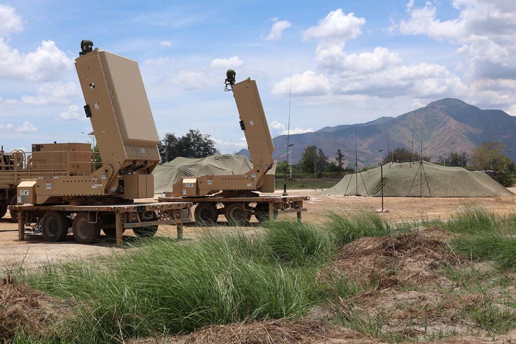 High-power microwave weapons with 1st Battalion, 51st Air Defense Artillery Regiment, staged for a training iteration in support of Exercise Balikatan 25. [US Army/SSgt Brandon Rickert]