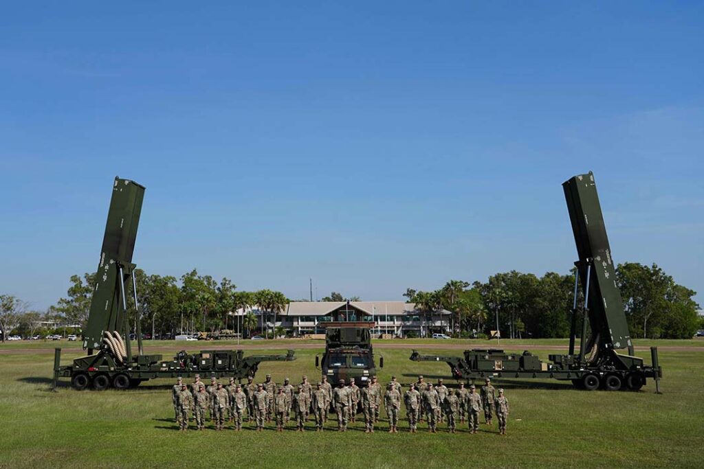 Soldiers from B Battery (Dark Eagle), 5th Battalion, 3rd Field Artillery Regiment (LRFB), display the LRHW in Northern Territory, Australia, during exercise Talisman Sabre 25. [US Army/Sgt Perla Alfaro]