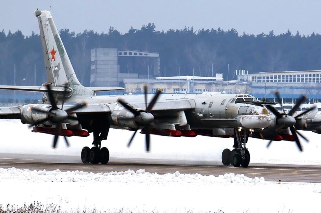 A Tu-95MS loaded down with Kh-101 cruise missiles. Russia has launched extensive and massive cruise missile strikes against Ukraine, necessitating increased production of missile propellant. (Dmitry Terekhov from Odintsovo, Russian Federation, via Wikimedia Commons; CC BY-SA 2.0)