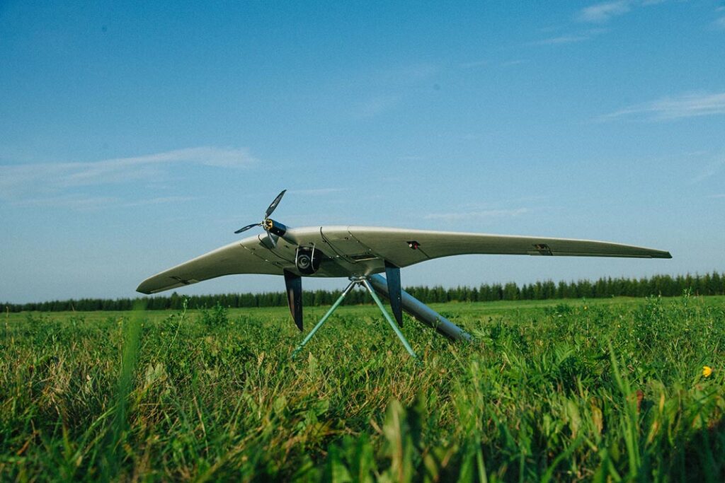 A Supercam S350 drone ready to launch in 2019. The duration of the War in Ukraine, and need for more drones for reconnaissance as well as command and control, led to the rapid expansion of drone types used by Russian forces. (Supercamaero, via Wikimedia Commons; CC BY-SA 4.0)