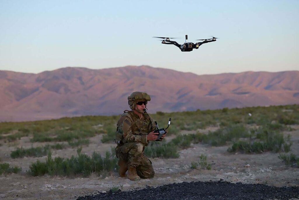 The US Army initiated production of the second tranche of its short-range reconnaissance (SRR) UAV in August 2025. Shown here is the Black Widow Quadcopter, one of two systems selected. (Teal Systems/Matthew Ryan)