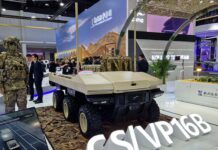 A Chinese CS/VP 16B, light unmanned all-terrain vehicle at IDEX 2025 [TE courtesy photo]