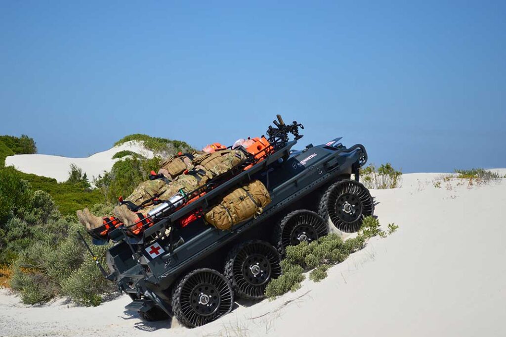A Rheinmetall’s Mission Master UGV in CASEVAC variant (Rheinmetall)