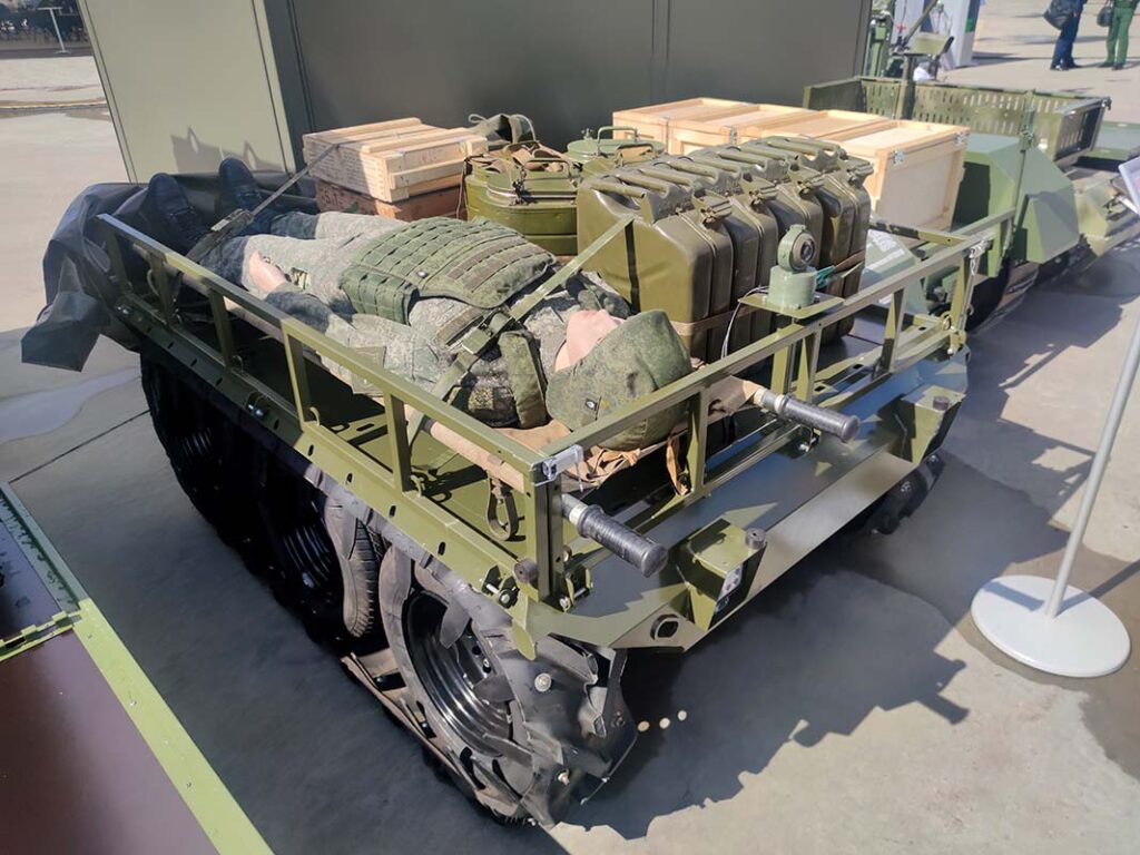 A prototype of a multipurpose logistics system showcased at Armiya 2024. Payload capacity: 500 kg. Preliminary cost: RUB 1.4 million. (Alexey Tarasov)