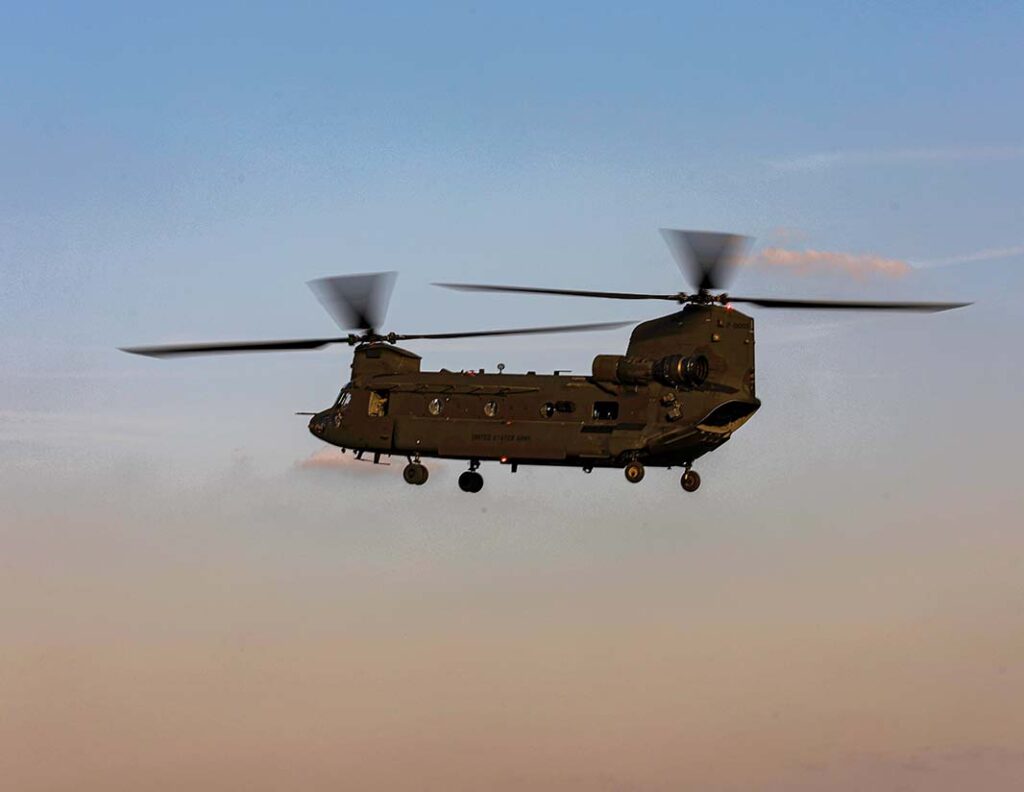 The CH-47F Block II, shown during operational assessment by the 101st Combat Aviation Brigade Soldiers conduct operational assessment of the Block II CH-47F at Fort Campbell, Kentucky, on 14 November 2024. (US Army/Sgt Matthew Wantroba)