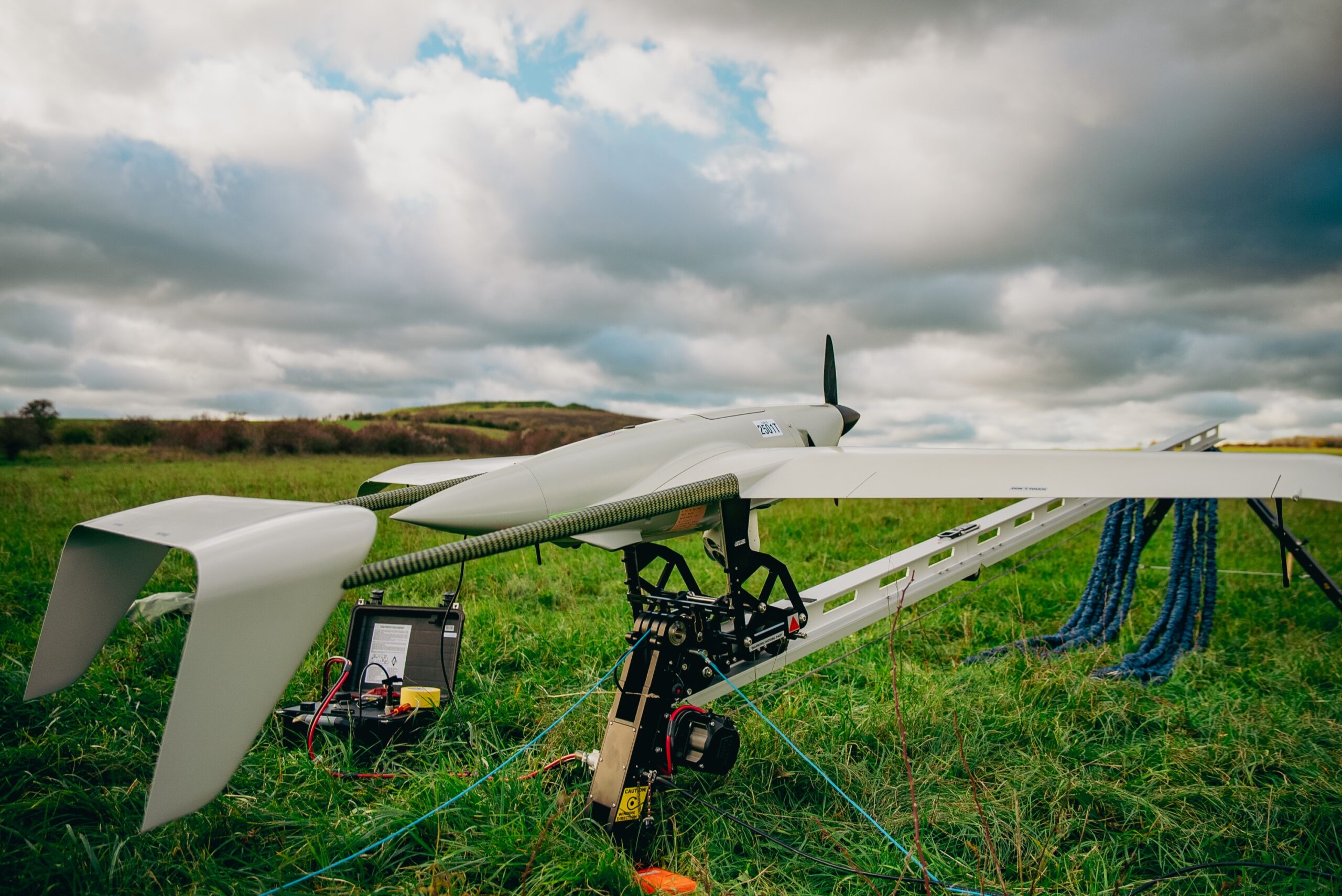 Raybird small tactical unmanned aircraft in flight during demonstration.