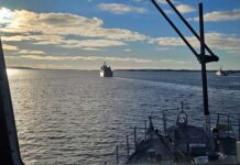 NATO ships from SNMCMG1 sail in the Baltic Sea in November 2025. NATO’s SNMG1 and SNMCMG1 task groups have been the at-sea ‘hub’ around which national and NATO responses to the Northern European CUI risk have been built. [Dr Lee Willett]