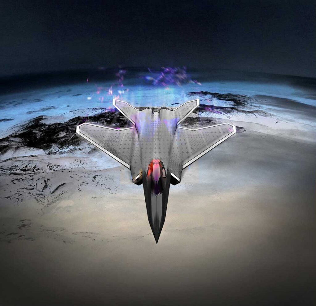 The Dassault NGF evolved into a more conventional design, with a lambda wing and widely spaced, highly canted tailfins. [Dassault]