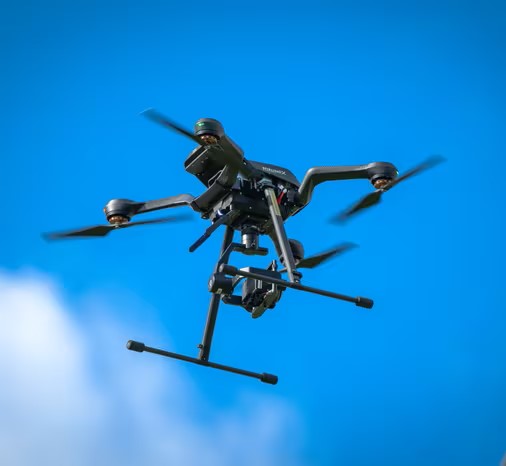 StirlingX rotary‑wing UAV on the ground representing a sovereign, high‑assurance drone capability.