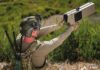 The DroneBuster Block 4 paired with DZYNE’s DTI system. Handheld RF weapons are easy to use by soldiers trained on handguns and rifles. [Source: DZYNE]